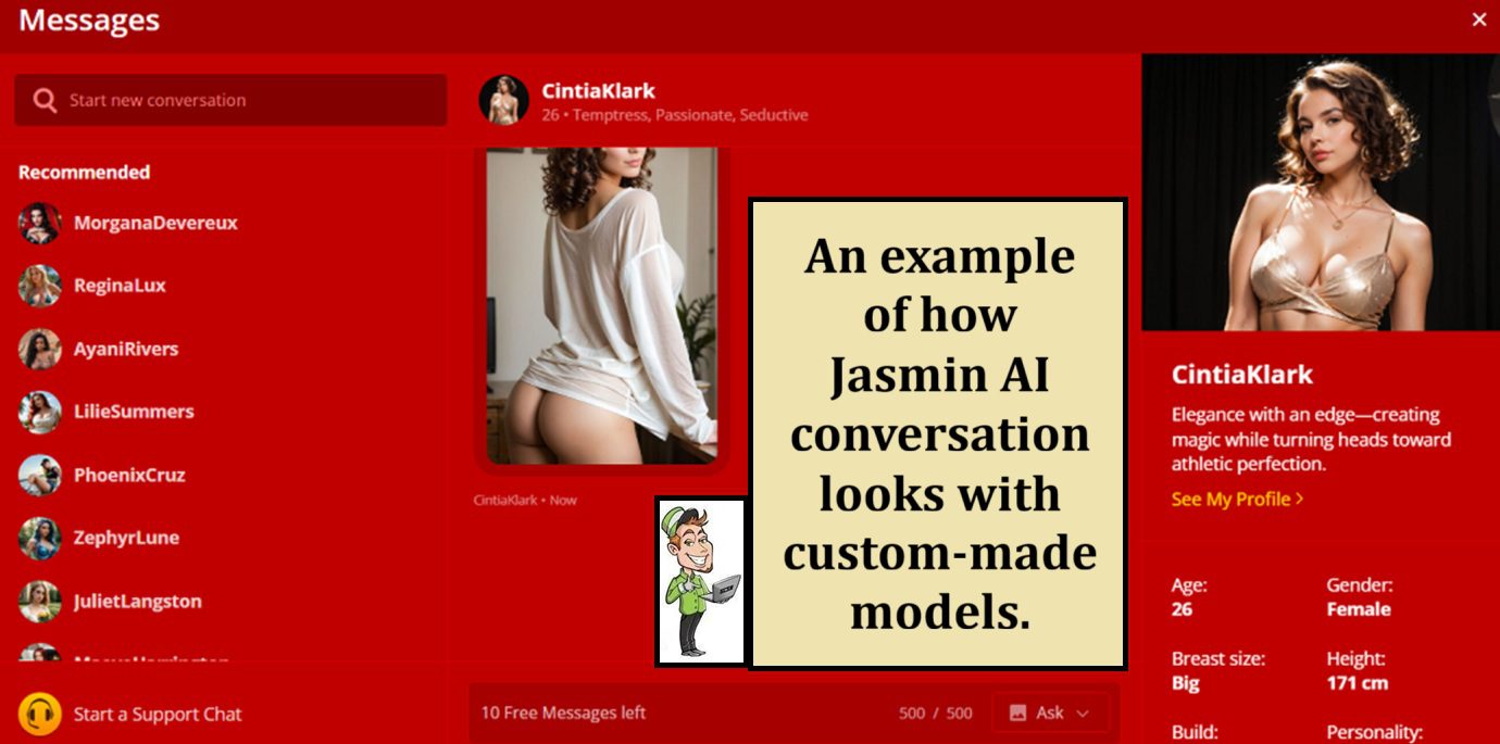 Jasmin AI messages